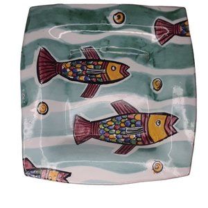 Ceramic Hand Painted Square Fish Dish